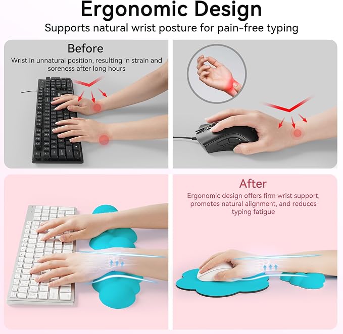 Cloud Wrist Rest for Computer Keyboard, 4-in-1 Memory Foam Leather Cloud - Image 4