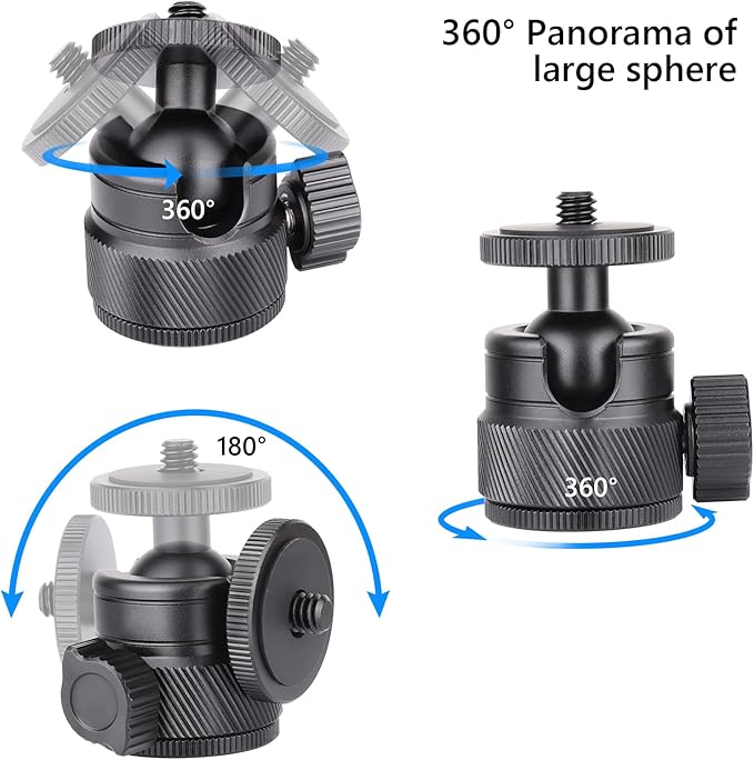 Mini Ball Head, CNC All Metal Aluminum Universal Panoramic Tripod Head Mount - Image 4