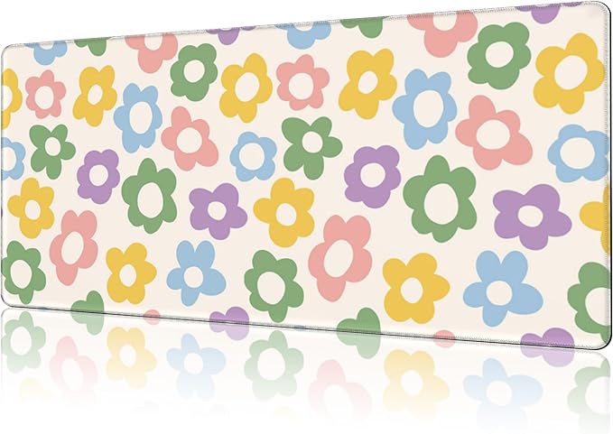 Mouse Pad Large Vintage Groovy Flowers Non-Slip Gaming Desk Mat by NIYLYNSYN