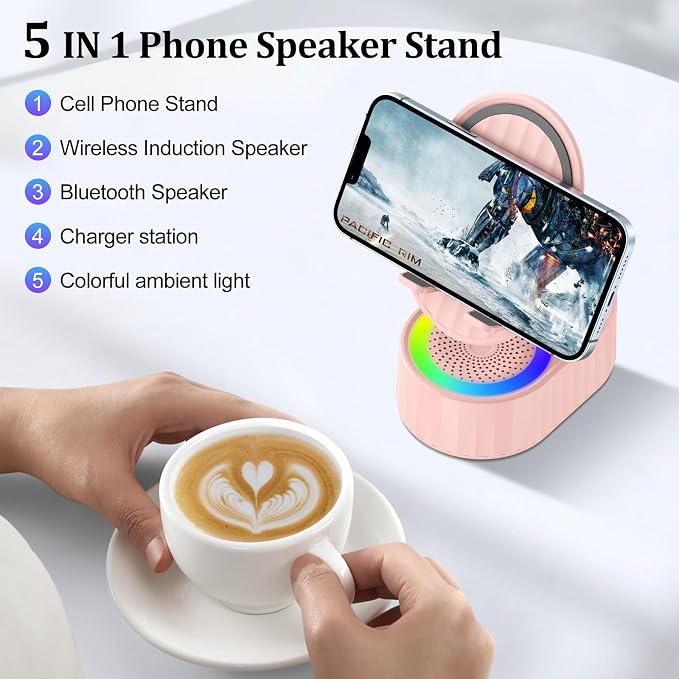 Wireless Induction Audio Bluetooth Speaker 5in1 Phone Holder Emergency - Image 2