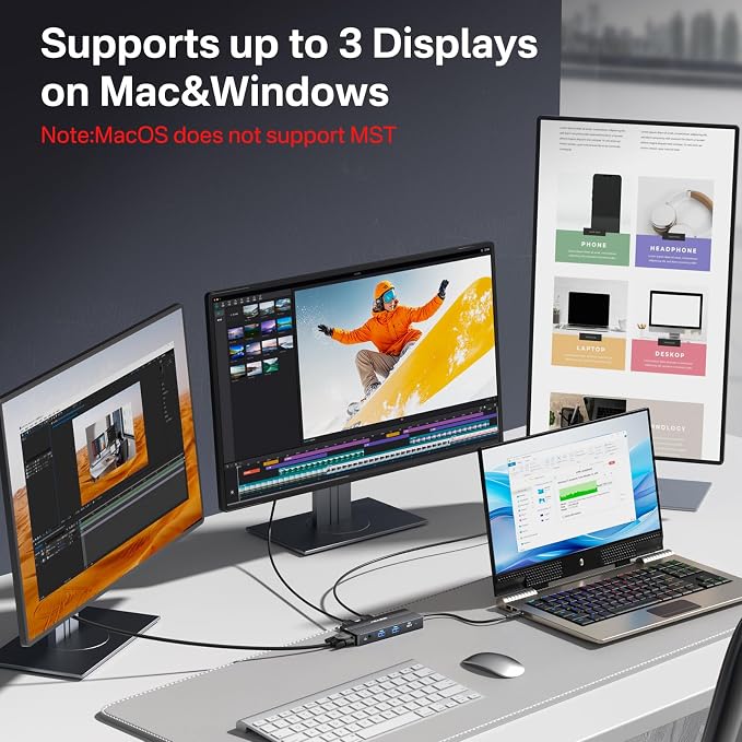 ACASIS USB C Docking Station Dual Monitors, 8-in-1 Laptop Docking Station - Image 3