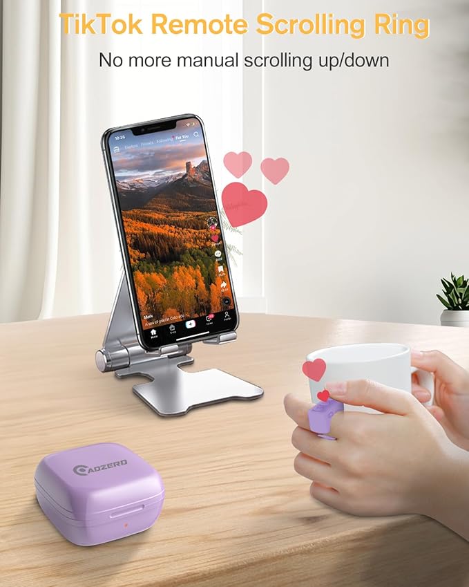 ADZERD Remote Control for TikTok, Page Turner for iPhone/iPad, Scrolling Ring - Image 2