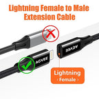AGVEE 1ft Lightning Extension Cable, Braided Female to Male Extender Full - Image 2
