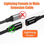 AGVEE 2 Pack 1ft Lightning Extension Cable, Braided Female to Male Extender - Image 2