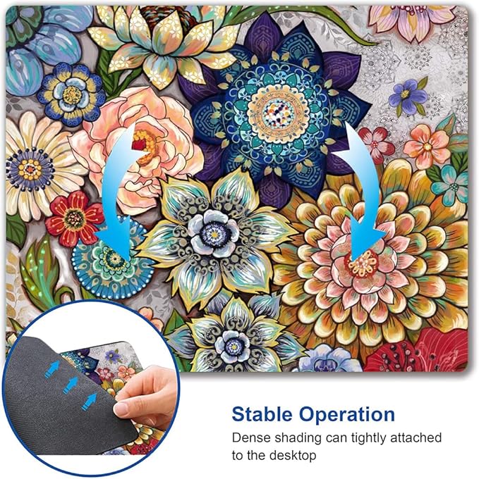 Mouse Pad, Abstract Floral Mouse Pad, Premium-Textured Computer Mouse Mat - Image 6