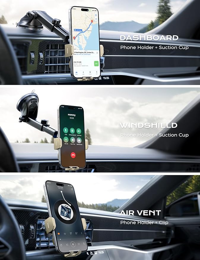 Wireless Car Charger, 15W Fast Charging Auto Clamping Car Charger Phone Mount - Image 2
