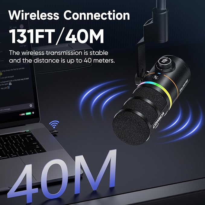 EJoy D10 PRO Wireless USB Gaming Microphone – RGB Dynamic Mic - Image 7