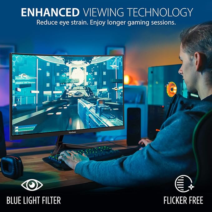 ViewSonic VX2718-2KPC-MHD 27 Inch Curved 1440p 1ms 180Hz Gaming Monitor - Image 4