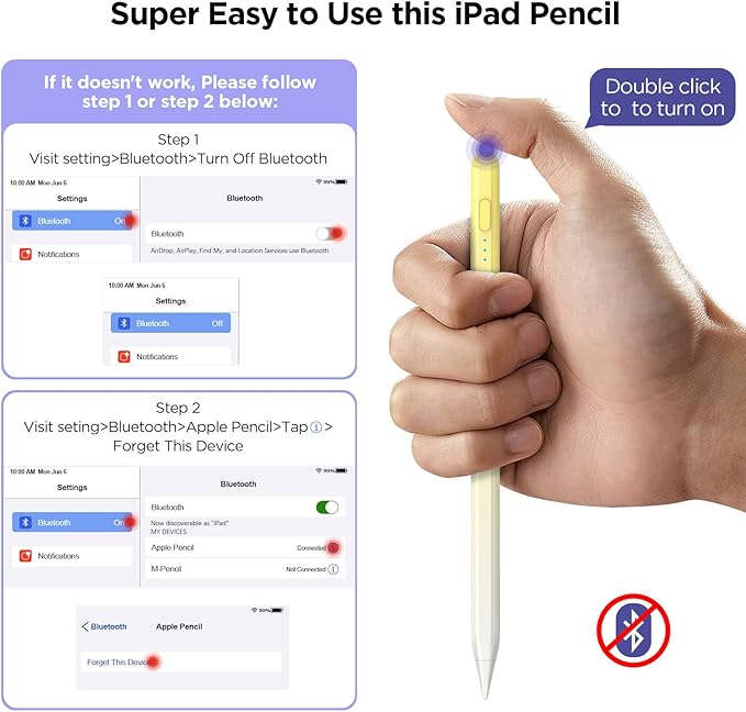 Apple iPad Pencil Alternative, 15Min Fast Charge, Palm Rejection & Tilt - Image 6