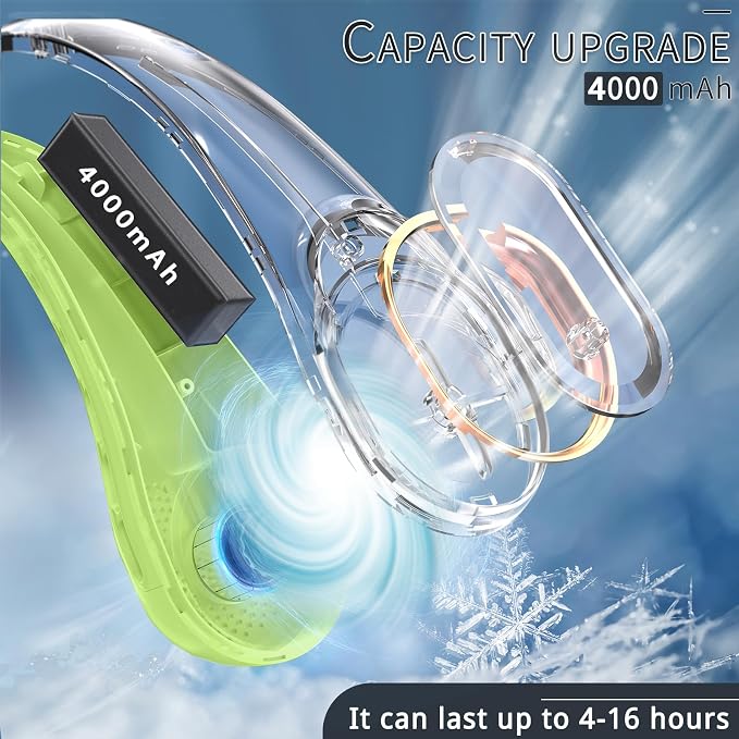 Portable Neck Fan, Bladeless Neck Fan, USB Rechargeable Personal Fan, 4000 mAh - Image 4