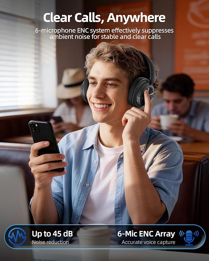 Hybrid Active Noise Cancelling Headphones 120H Playtime Wireless Headphones - Image 5