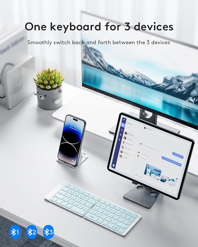 Samsers Bluetooth Foldable Keyboard, Wireless Portable Folding Keyboard - Image 2