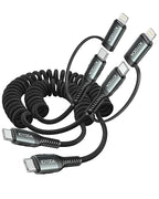 Coiled USB C to USB C and Lightning Cable 2 in 1, 3FT 2Pack Braided Cord Fast by KIYODA