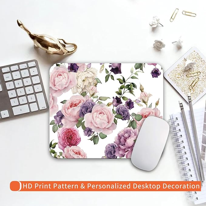 Square Mouse Pad Floral Roses, Personalized Premium-Textured Custom Mouse Mat - Image 6