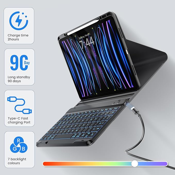 OYEEICE Keyboard Case for iPad Pro 12.9 inch 6th Gen 2022, 5th 2021, 4th 2020 - Image 5