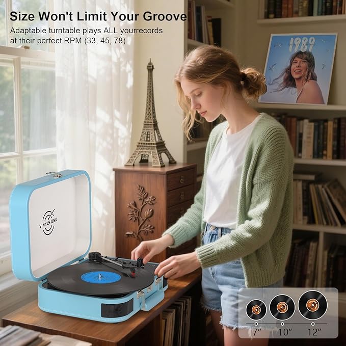 VINYLS LINK Vinyl Record Player 3 Speed ​​Bluetooth Turntable Belt Drive LP - Image 4