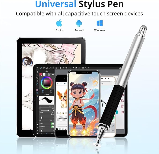 Capacitive Stylus Pen, Fibre Tips Universal Touch Screens Stylist, Fine Point - Image 3