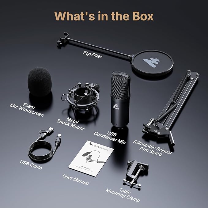 USB Microphone, MAONO 192KHZ/24Bit Plug & Play PC Computer Podcast Condenser - Image 9