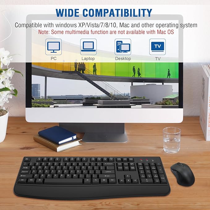 Wireless Keyboard and Mouse Combo, EDJO 2.4G Full-Sized Ergonomic Computer - Image 7