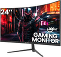 CRUA 24 Inch 200hz/180hz Curved Gaming Monitor, FHD 1080P Frameless Computer by CRUA