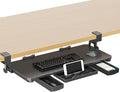 Keyboard Tray Under Desk with Storage Drawer Large C-Clamp 26.7” x 11.8” by XINLEI