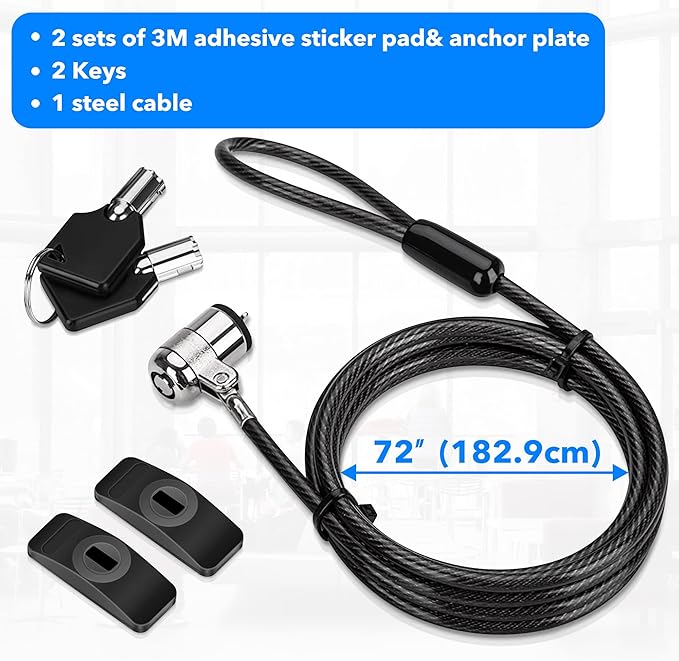 AboveTEK Laptop Lock, Tablet Lock Security Cable, 2 Keys Sturdy Steel iPad - Image 8