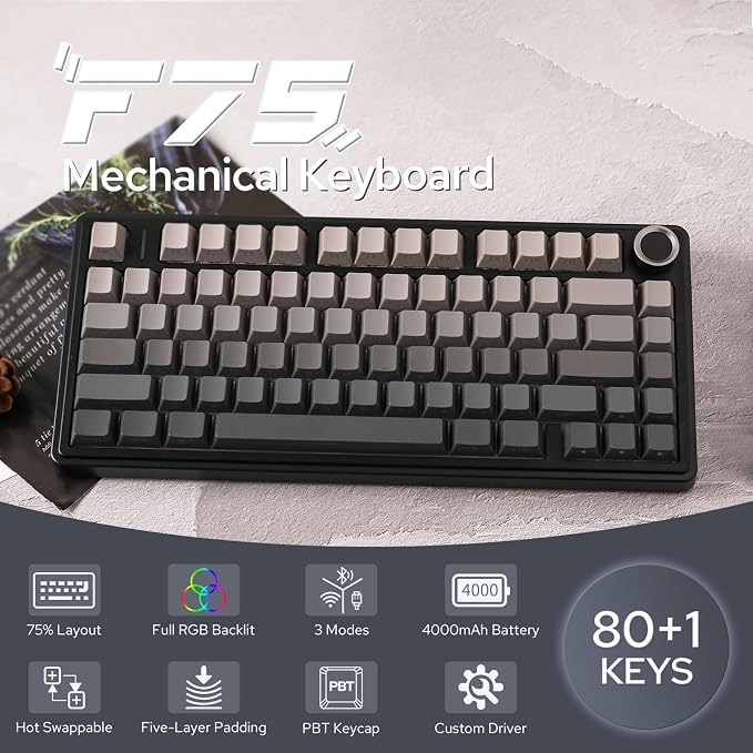 EPOMAKER x Aula F75 Gasket Mechanical Keyboard, 75% Wireless Hot Swappable - Image 2