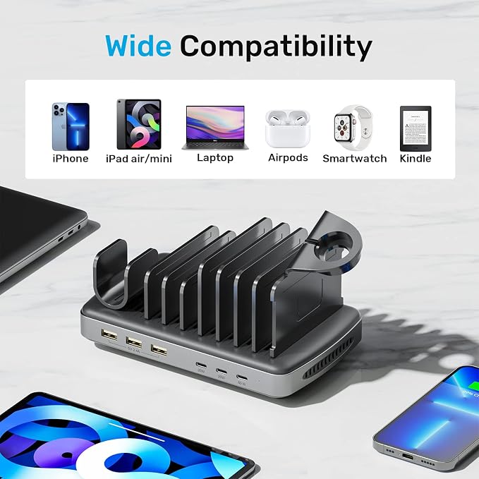 Unitek USB C Charging Station for Multiple Devices Apple, 120W 6 Port Charging - Image 5