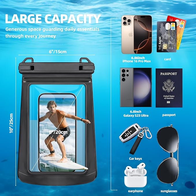 Large Waterproof Phone Pouch，Double Sealing Floating Waterproof Bag Cell Phone - Image 6