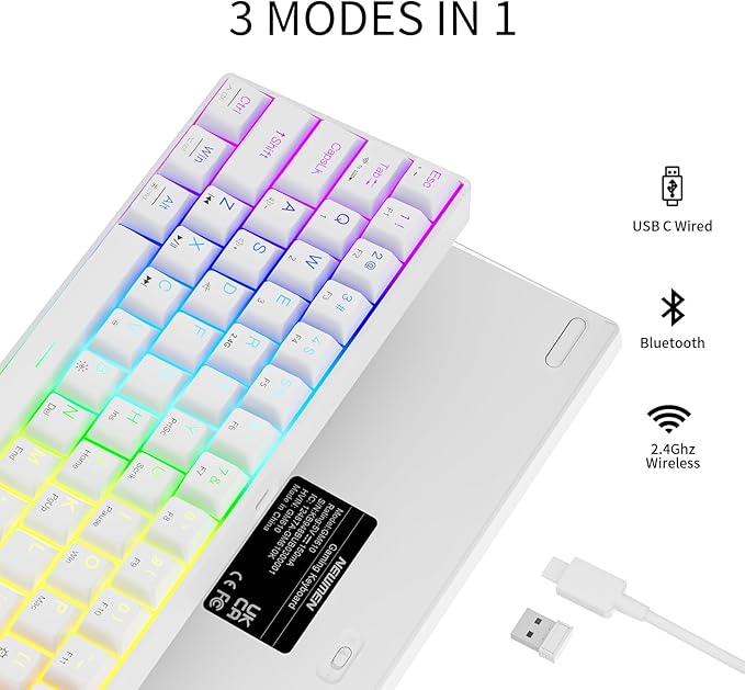 Newmen GM610 60% Wireless Mechanical Gaming Keyboard, Wired/Bluetooth/2.4G - Image 2
