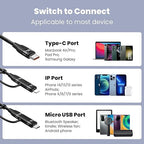 100W USB C Multi Charging Cable, USAMS 4FT 5-in-1 5A Fast Sync Charger Adapter - Image 3