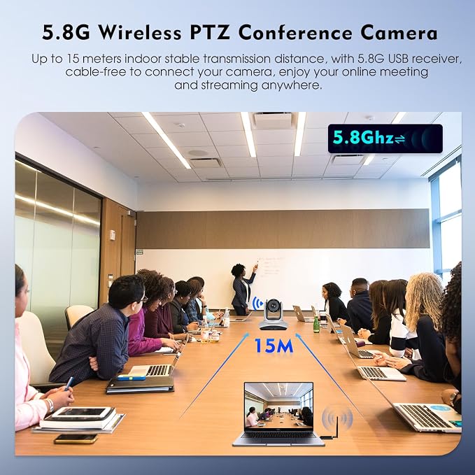 TOALLIN Wireless PTZ Conference Room Camera, 10X Optical Zoom, 1080P Full HD - Image 2