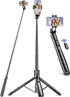 Aluminum 71" Phone Tripod with Remote, Extendable & Compatible with iPhone by SelfieShow