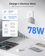 SUPERONE Retractable iPhone Charger, 4-Port USB C Charger Block, iPhone - Image 3