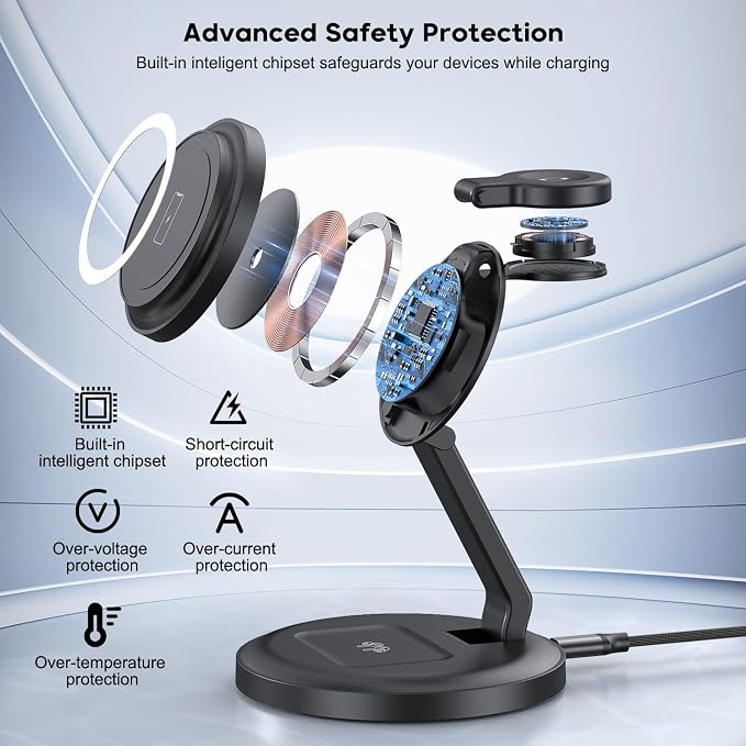 3 in 1 Foldable Wireless Charger iPhone Charging Station, - Image 4