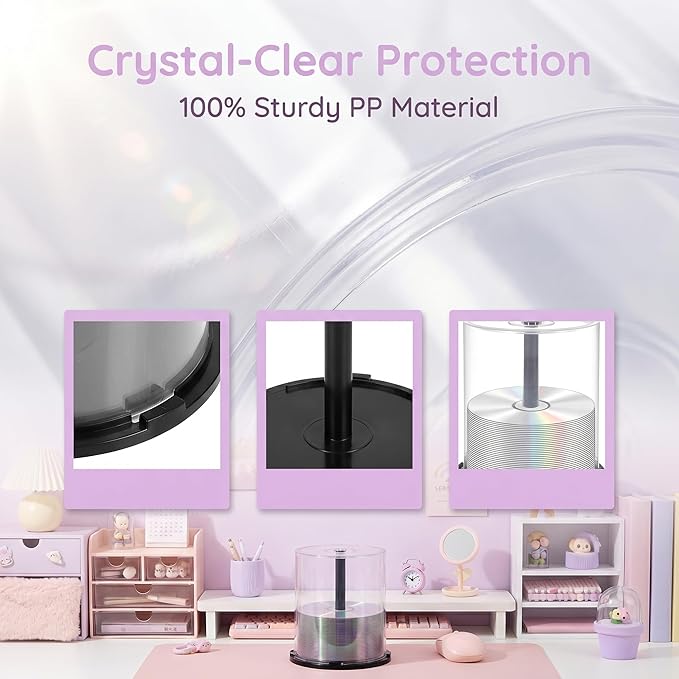 Homoyoyo 2PCS Empty CD/DVD Cake Box Spindle, Empty Plastic CD Cake Box Clear - Image 6