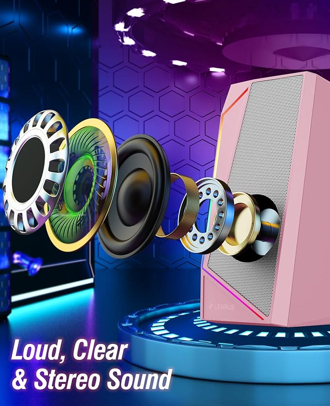 LENRUE Computer Speakers, USB/USB-C Powered PC Speakers - Image 3
