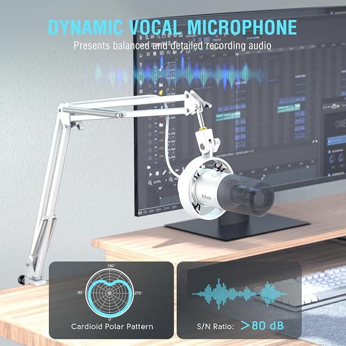 FIFINE Dynamic Microphone with Boom Arm, Studio Vocal XLR Microphone, Podcast - Image 3