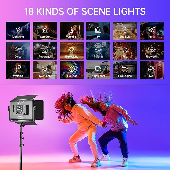 GVM 65W RGB Video Light with Softbox, 1300D LED Video Lighting Kit, - Image 4