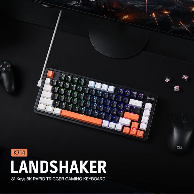 Redragon K714 Rapid Trigger HE Gaming Keyboard, 75% 81 Keys Wired Mechanical - Image 9