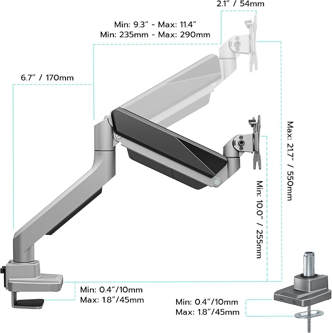 ARES WING Ultrawide Single Monitor Arm, Heavy Duty Monitor Mount - Image 2