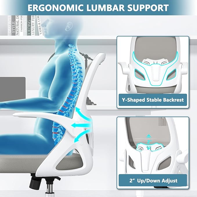 Home Desk Chair with Back Supportive Lumbar Support, Breathable Double Mesh - Image 3