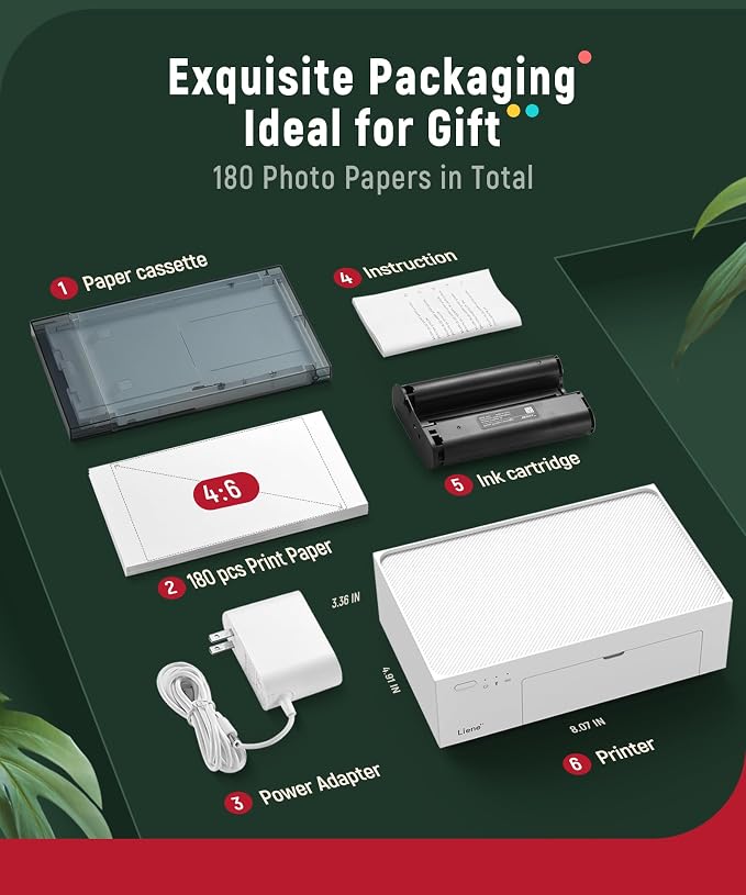 Liene M100 4x6'' Photo Printer Bundle, Wi-Fi Picture Printer - Image 8