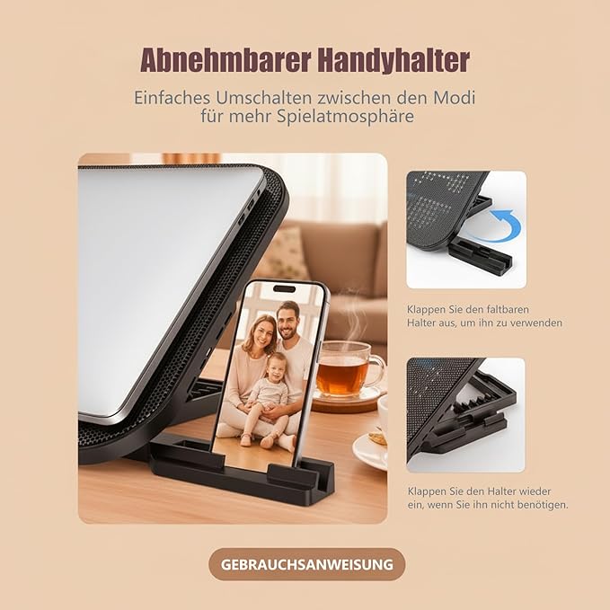Laptop Cooling Pad with 3 Quiet Fans, 5-Level Height Adjustable Ergonomic Stand - Image 5