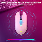 Wireless Gaming Mouse, Rechargeable Computer Mouse, 7-Color LED Light, - Image 2