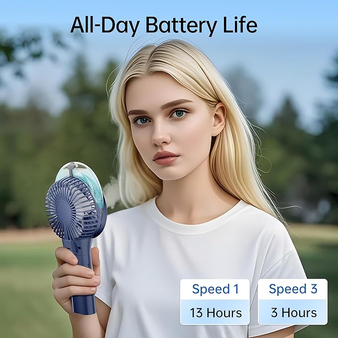 PANERGY Handheld Misting Fan – Rechargeable Battery Operated, Handheld Personal - Image 3