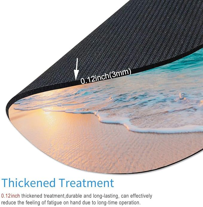 Round Mouse Pad, Beach Customized Premium-Textured Mouse Mat, Washable Mousepads - Image 3