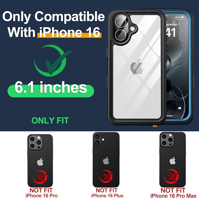 for iPhone 16 Case Waterproof, Built-in Privacy Screen & HD Screen Double Front - Image 7