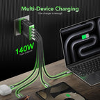 Mfish 140W USB C Charger, 4-Port GaN Charger Block, Foldable Fast Laptop - Image 4