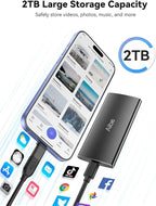 Aiibe 2TB External Solid State Drive USB C Portable SSD USB 3.2 Gen 2, 2TB - Image 4